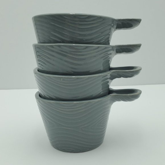 Temp-tations Woodland 6 Oz Petite Serving Bowls Temptations Gray Handled Ramekin - Picture 2 of 8